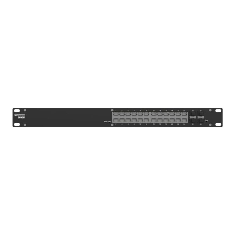 Switch Gigabit cu 24 porturi Teltonika SWM281, 10/100/1000 Mbps, MAC 8K, 4x porturi SFP, rackabil, cu management L2+