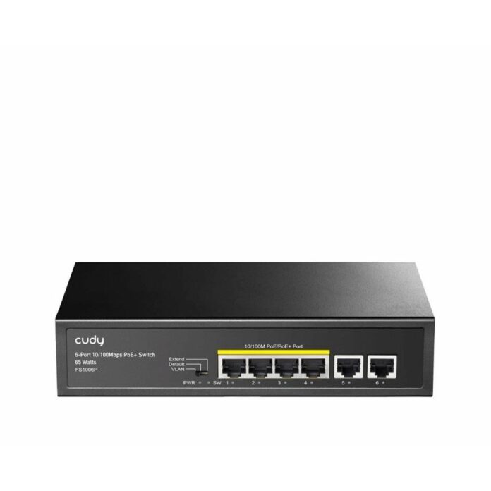 Switch PoE cu 6 porturi Cudy FS1006P, 4 PoE, 2 Uplink, 10/100Mbps, 1000 MAC Switch PoE cu 6 porturi Cudy FS1006P, 4 PoE, 2 Uplink, 10/100Mbps, 1000 MAC