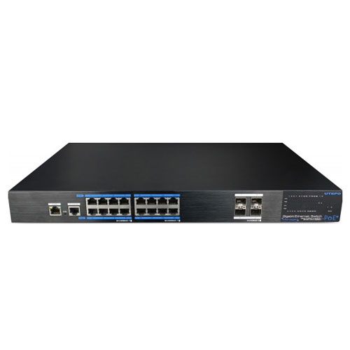 Switch profesional PoE Utepo UTP7516GE-POE-4GF, 16 porturi, 1000 Mbps, cu management Switch profesional PoE Utepo UTP7516GE-POE-4GF, 16 porturi, 1000 Mbps, cu management