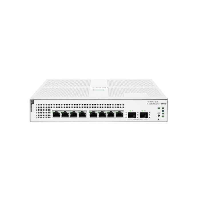 Switch rackabil Gigabit PoE+ cu 8 porturi HPE Aruba Instant On 1930 JL681A, 2 porturi SFP, 20 Gbps, 14.88 Mpps, 1U, 8k MAC, cu management Switch rackabil Gigabit PoE+ cu 8 porturi HPE Aruba Instant On 1930 JL681A, 2 porturi SFP, 20 Gbps, 14.88 Mpps, 1U, 8k MAC, cu management
