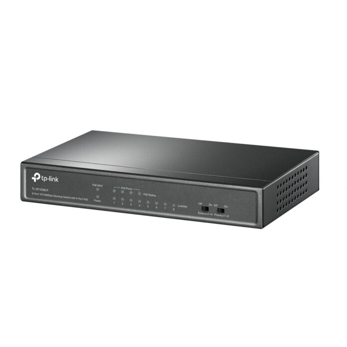 Switch cu 8 porturi TP-Link TL-SF1008LP, 2000 MAC, 4 porturi PoE, 250 m, 1.6 Gbps, fara management Switch cu 8 porturi TP-Link TL-SF1008LP, 2000 MAC, 4 porturi PoE, 250 m, 1.6 Gbps, fara management