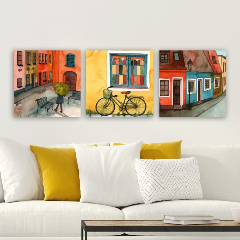 Tablou, 3 bucati DRPRC18 Multicolor 30x30x3 cm