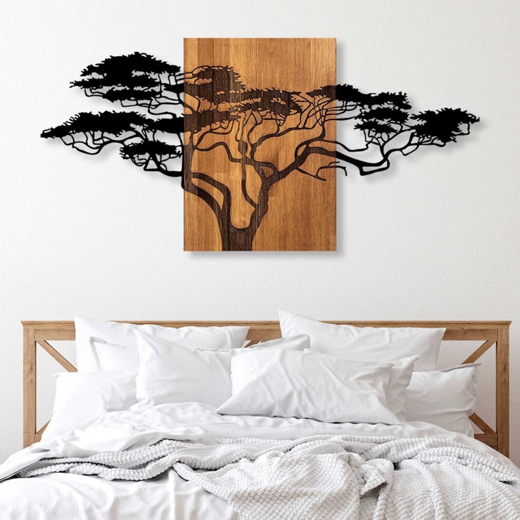 Tablou din lemn si metal Acacia Negru 144x3x70 cm Tablou din lemn si metal Acacia Negru 144x3x70 cm