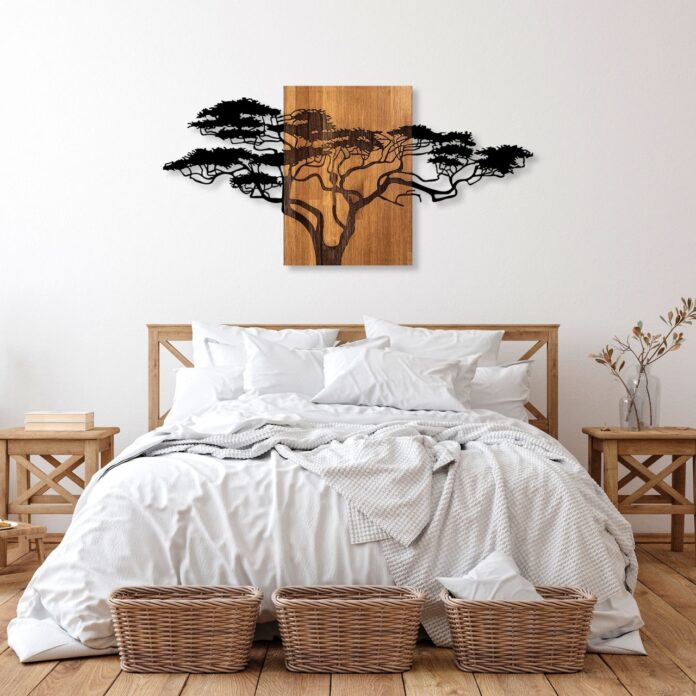 Tablou din lemn si metal Acacia Negru 144x3x70 cm Tablou din lemn si metal Acacia Negru 144x3x70 cm