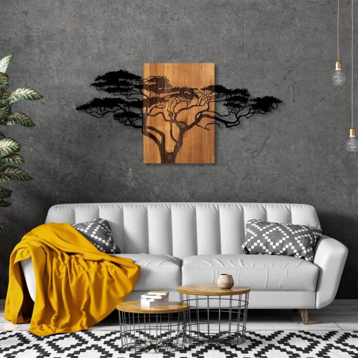 Tablou din lemn si metal Acacia Negru 144x3x70 cm Tablou din lemn si metal Acacia Negru 144x3x70 cm