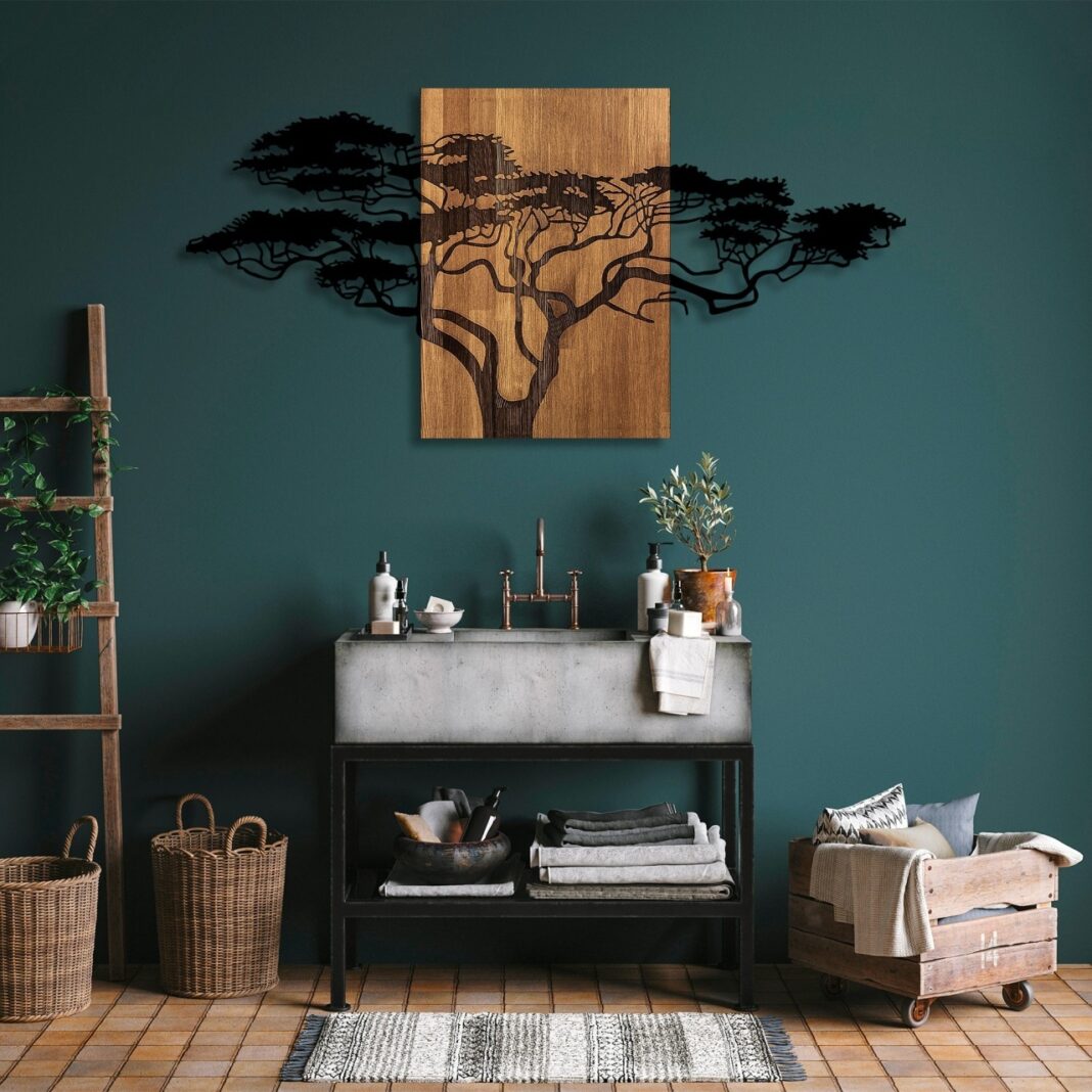 Tablou din lemn si metal Acacia Negru 144x3x70 cm Tablou din lemn si metal Acacia Negru 144x3x70 cm