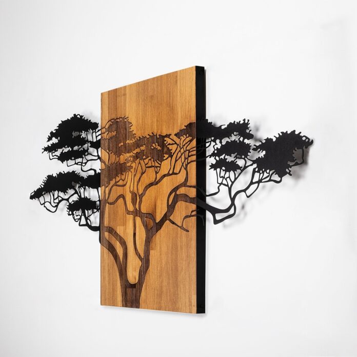 Tablou din lemn si metal Acacia Negru 144x3x70 cm Tablou din lemn si metal Acacia Negru 144x3x70 cm
