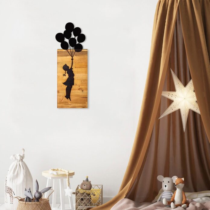 Tablou din lemn si metal Child Negru 30x86x3 cm Tablou din lemn si metal Child Negru 30x86x3 cm