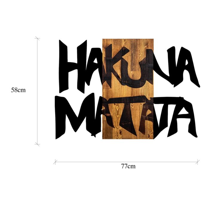 Tablou din lemn si metal Hakuna Negru 77x3x58 cm Tablou din lemn si metal Hakuna Negru 77x3x58 cm