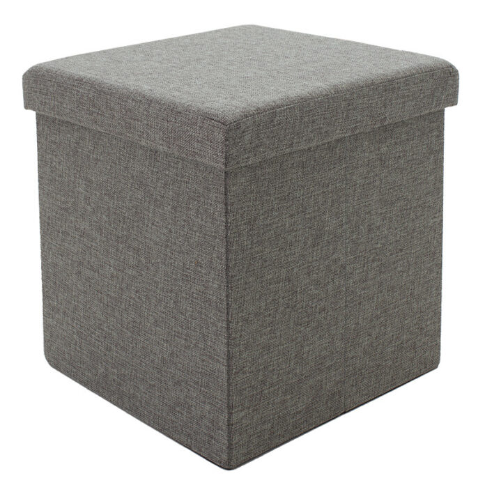 Taburet hol cufar cu spatiu de depozitare Crystal material textil gri 38x38x38cm Taburet hol cufar cu spatiu de depozitare Crystal material textil gri 38x38x38cm