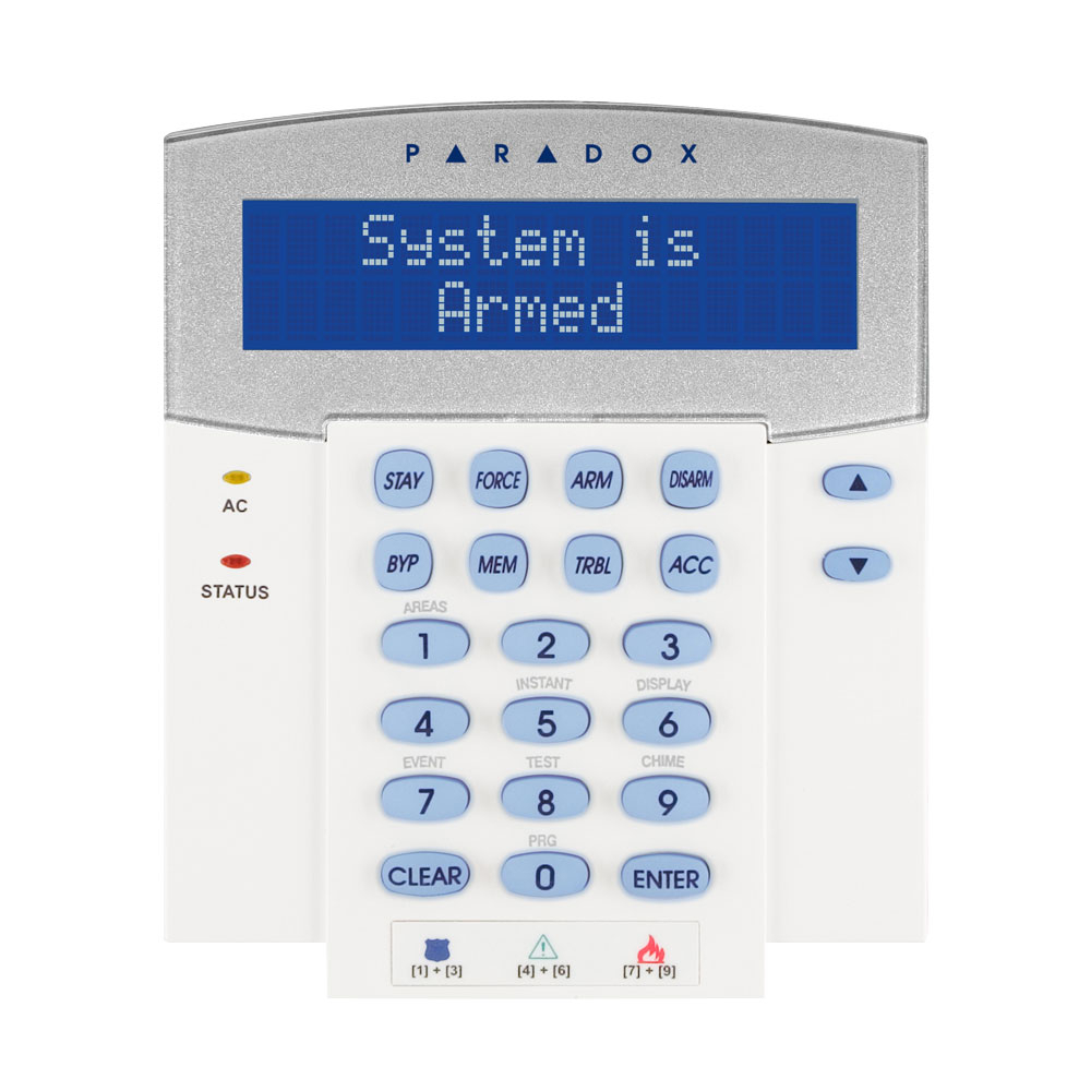 Tastatura LCD Paradox K641R, 8 partitii, cititor card incorporat, orar programabil Tastatura LCD Paradox K641R, 8 partitii, cititor card incorporat, orar programabil