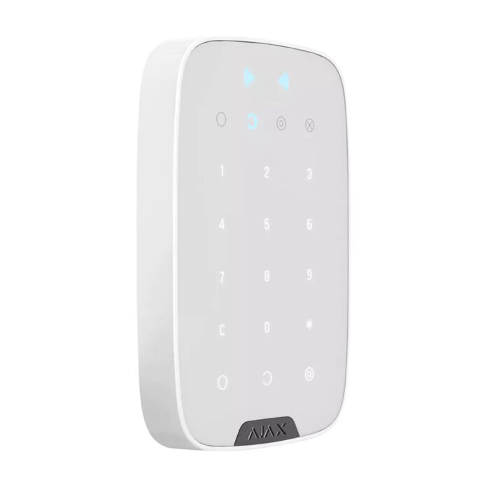 Tastatura touch LED wireless cu cititor de proximitate Ajax KeyPad Plus WH, 868 MHz, RF 1700 m, alb Tastatura touch LED wireless cu cititor de proximitate Ajax KeyPad Plus WH, 868 MHz, RF 1700 m, alb