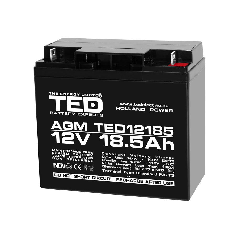 Acumulator TED AGM TED002778, 12 V, 18.5 Ah Acumulator TED AGM TED002778, 12 V, 18.5 Ah