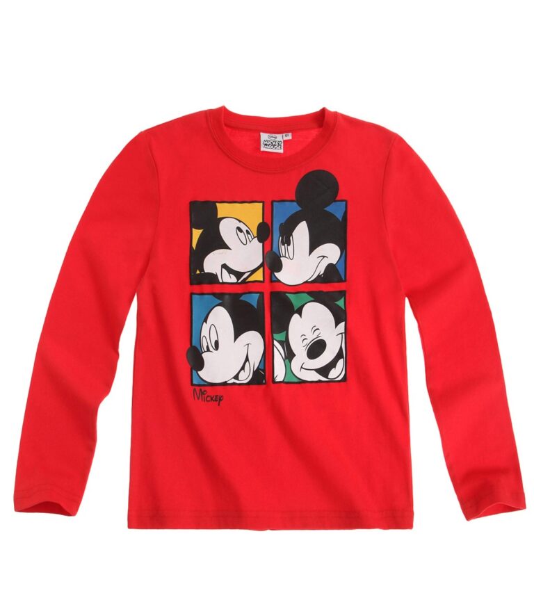 Tricou rosu cu maneca lunga Mickey Mouse