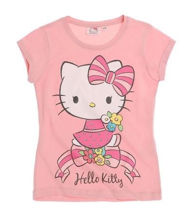 Tricou roz cu maneca scurta Hello Kitty Tricou roz cu maneca scurta Hello Kitty