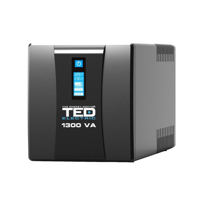 UPS cu 4 prize TED TED004635, 1300VA / 700W, LCD, cu stabilizator si management UPS cu 4 prize TED TED004635, 1300VA / 700W, LCD, cu stabilizator si management
