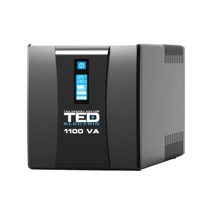 UPS cu 4 prize TED TED004628, 1100VA / 600W, LCD, cu stabilizator si management UPS cu 4 prize TED TED004628, 1100VA / 600W, LCD, cu stabilizator si management