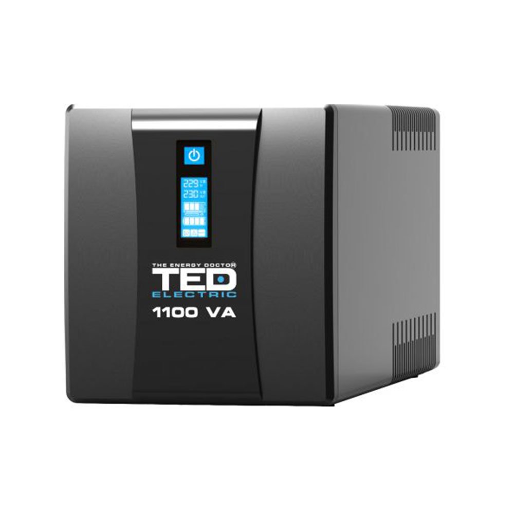 UPS cu 4 prize TED TED004628, 1100VA / 600W, LCD, cu stabilizator si management UPS cu 4 prize TED TED004628, 1100VA / 600W, LCD, cu stabilizator si management