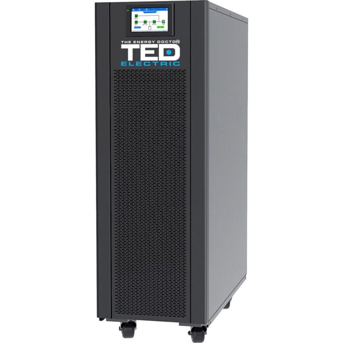UPS Online cu dubla conversie trifazat TED TED004246, 15 kVA, 15 kW, regleta, LCD, fara acumulatori UPS Online cu dubla conversie trifazat TED TED004246, 15 kVA, 15 kW, regleta, LCD, fara acumulatori