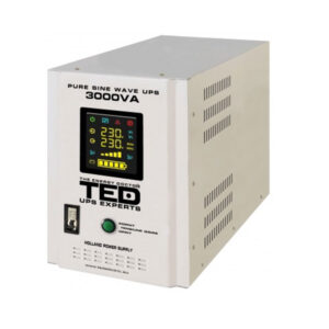 UPS pentru centrala termica lemne/gaz TED001672, 3000 VA /2100 W, unda sinusoida pura, doi acumulatori (neinclusi) UPS pentru centrala termica lemne/gaz TED001672, 3000 VA /2100 W, unda sinusoida pura, doi acumulatori (neinclusi)